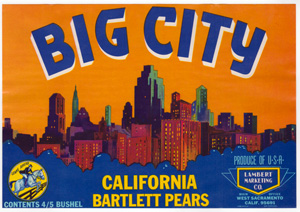 Big City California Bartlett Pearscrate label